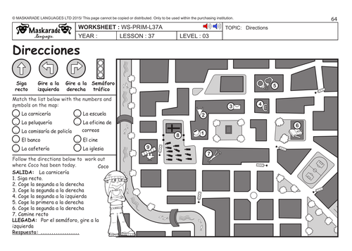SPANISH KS2 Level 3 - KS3 (Year 7): Where are you going?/ Directions