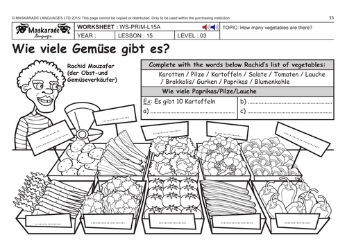 GERMAN KS2 Level 3 - KS3 (Year 7): At the fruit and vegetables market