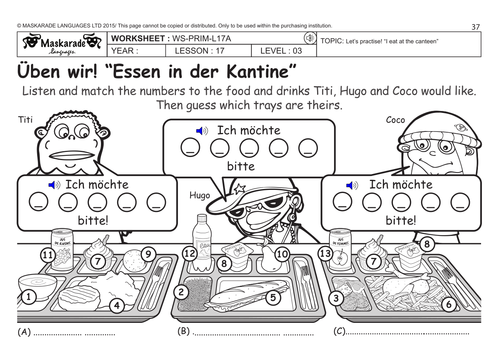 GERMAN KS2 Level 3 -KS3 (Year 7): At the canteen