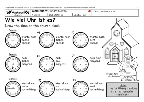 german ks2 level 3 ks3 year 7 what time is it