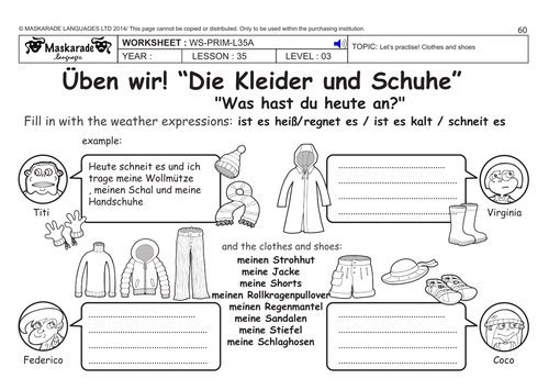 GERMAN KS2 Level 3 - KS3 (Year 7): What are you wearing today?