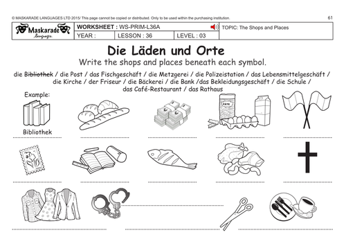 GERMAN KS2 Level 3 - KS3 (Year 7): Shops and places
