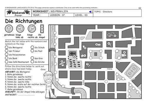 GERMAN KS2 Level 3 - KS3 (Year 7): Where are you going? / Directions
