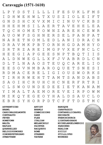 Caravaggio - Renaissance Art Word Search