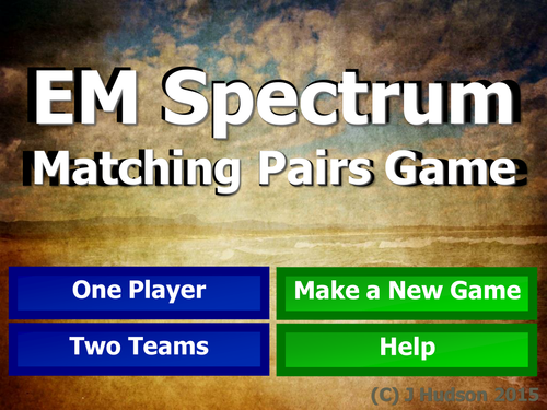 Electromagnetic Spectrum IWB Matching Pairs Game