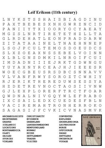 Leif Erikson Word Search