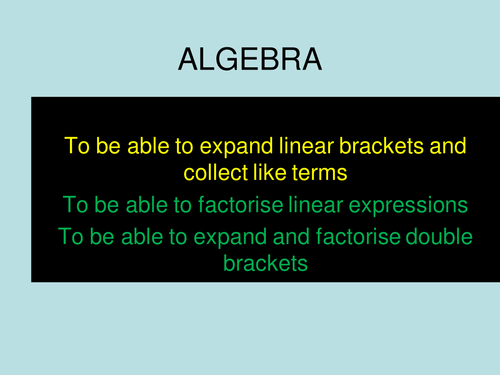 expanding and factorising brackets activity with mini-whiteboards