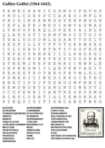 Galileo Galilei Word Search