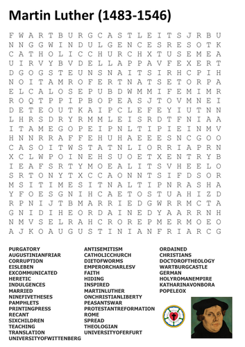 Martin Luther Word Search