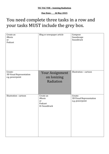 Ionizing Radiation Assignment Work