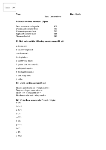 test nombres 1 1000 test numbers 1 1000 teaching resources