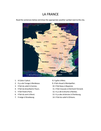Carte France la météo / Map France weather