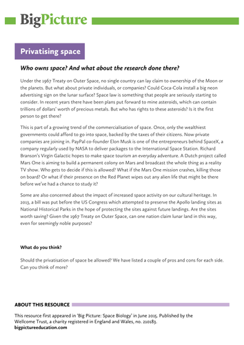 Privatising space - information sheet