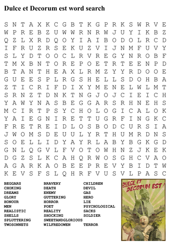 Dulce et Decorum est word search