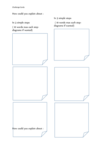 Challenge and Plenary cards