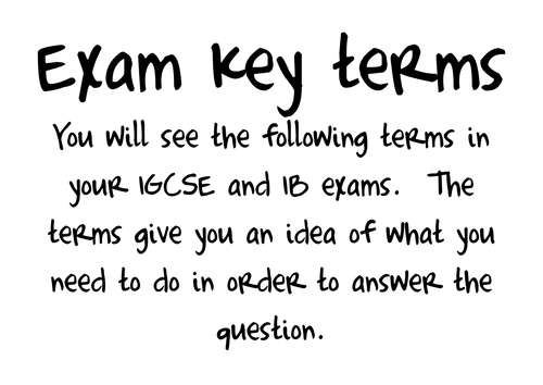 Exam Command Terms - (Mainly for Science Exams, but applicable to other subjects!)