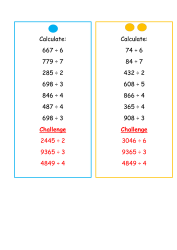 Division - Exchanging and Remainders | Teaching Resources