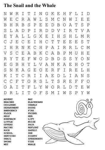 The Snail and the Whale Word Search and Colour