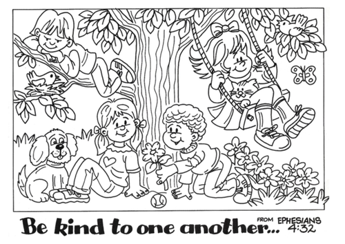 Be kind to one another colouring sheet
