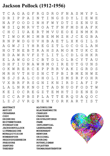 Jackson Pollock Word Search