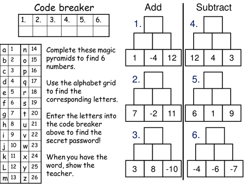 Negative numbers (Low - Mid Ability)