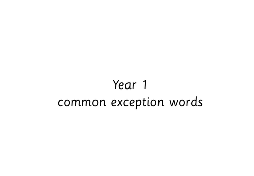 Year 1 Common exception word cards
