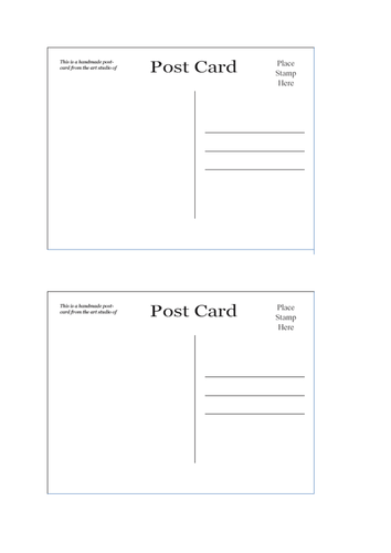 Postcard Template - great for starters or plenaries