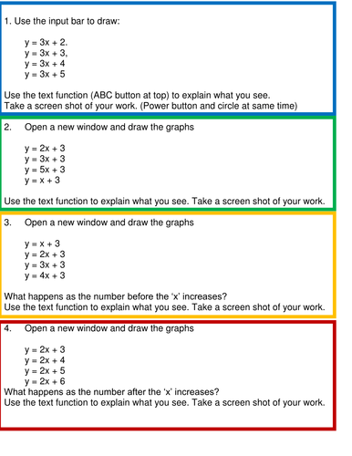 y=mx+c GeoGebra iPad lesson
