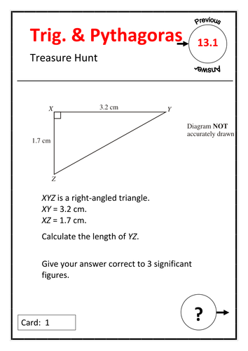 Treasure Hunt - Trigonometry and Pythagoras