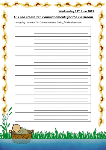 Year 1 - Moses - Ten Commandments