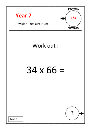 Mixed revision Treasure Hunt. KS3