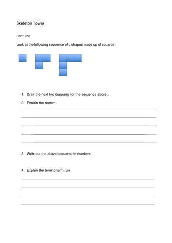 Sequences Investigation - Skeleton Tower | Teaching Resources