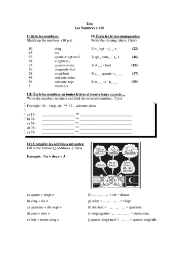 Test Nombres 1-100 / Test Numbers 1-100