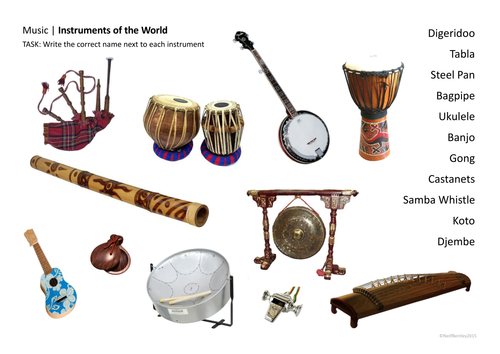 World Music Instruments - Starter Activity  