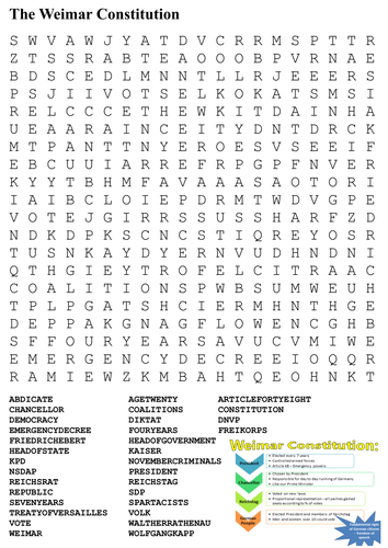 The Weimar Constitution Word Search