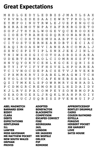 Great Expectations Word Search