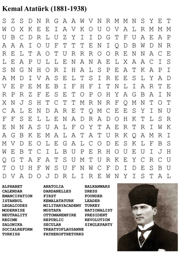 Kemal Atatürk Word Search