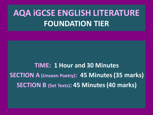 AQA iGCSE Foundation Tier Unseen Poetry