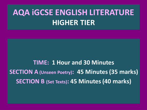 AQA iGCSE Higher Tier Unseen Poetry 