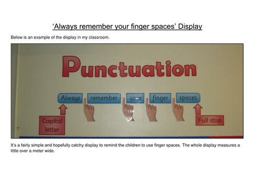 'Always remember your finger spaces' Punctuation Display