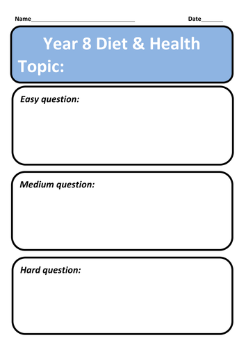 Quick and simple self differentiating revision card