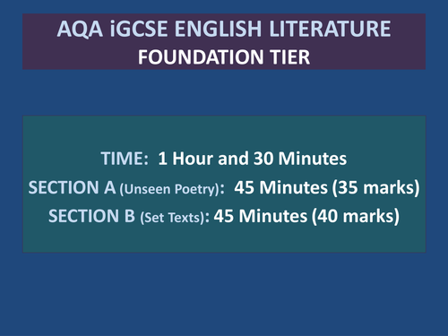 AQA iGCSE Literature (Foundation Tier) Set Texts 'A View From a Bridge'