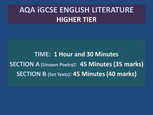 AQA iGCSE Literature (Higher Tier) Set Texts - Section B -  'A View From a Bridge'
