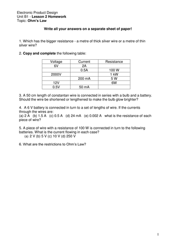 Introduction to Electricity for Design Technology - Systems Control and Electronics