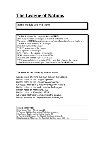 The League Of Nations | Teaching Resources