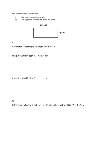 Expand brackets problem solving activity