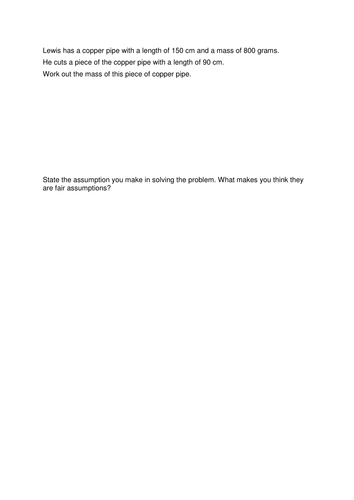 Making assumptions to solve a problem