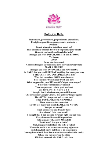 Bully oh Bully Poem