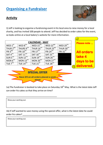 Functional Maths Activity - Organising a Fundraiser (E3 - L1)