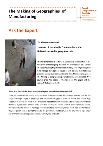 Ask the Expert Interview on The Making of Geographies of Manufacturing 